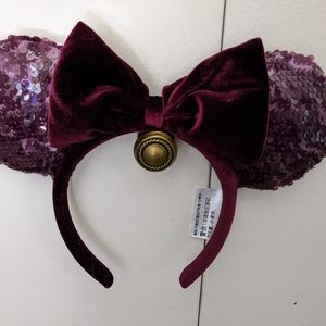 Burgundy sequin Minnie Mouse ears headband Disney